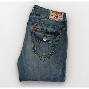 True Religion Billy Jeans Womens 27 Light Low Rise Straight USA Y2K Disstressed
